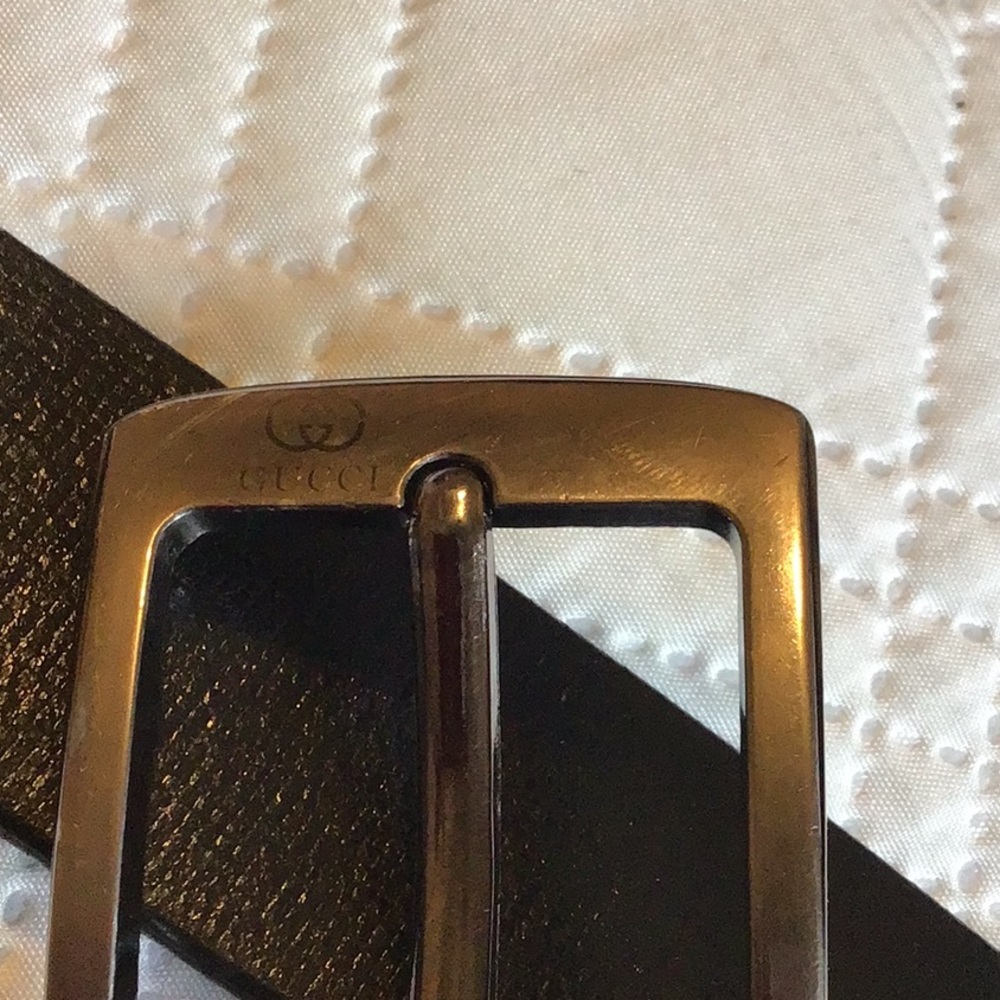 Gucci Black Leather Men's Belt with Silver-Tone Buckle - Picture 5 of 8